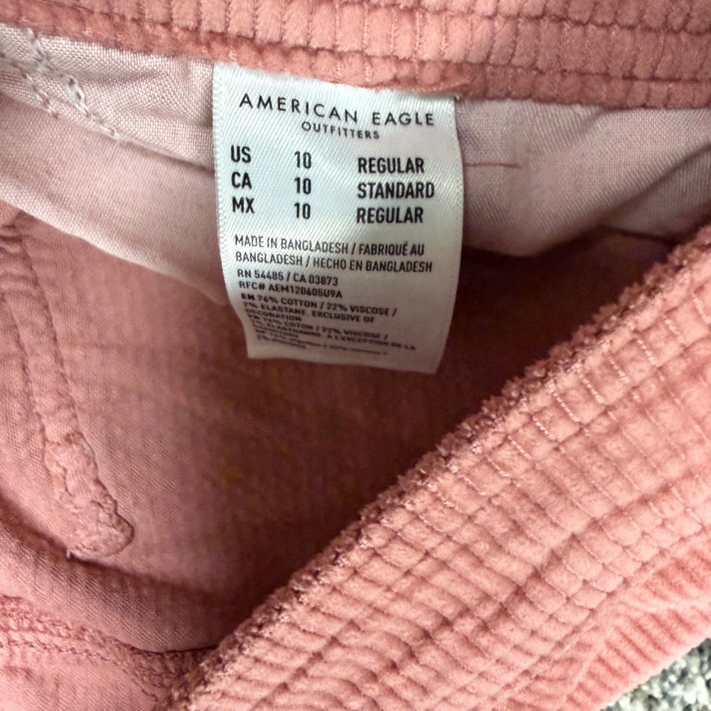 American Eagle Pink Corduroy Cargo Pants Super High Rise Baggy Wide Leg Size 10 - Picture 6 of 10